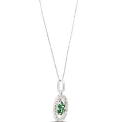 Tsavorite and Diamond Pendant Necklace, 14K White Gold Sale
