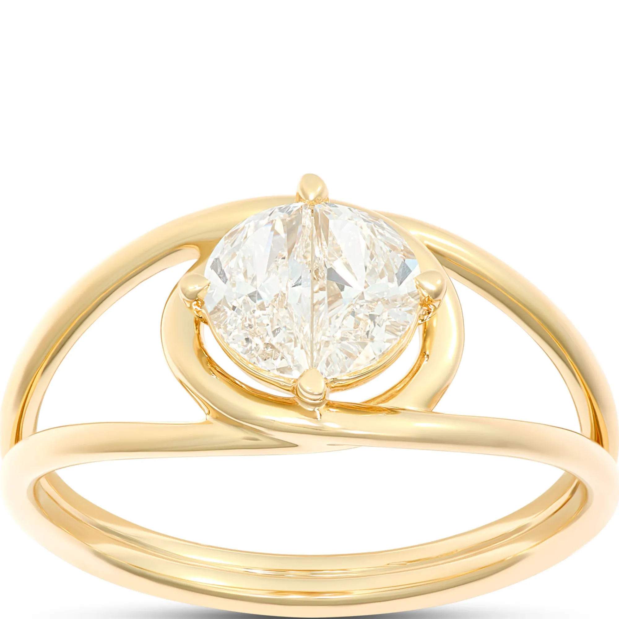 Two Half Moon Open Center Ring, ⅔ Total Carat Weight, 14K Yellow Gold Online