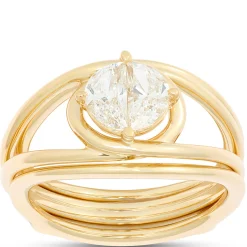 Two Half Moon Open Center Ring, ⅔ Total Carat Weight, 14K Yellow Gold Online