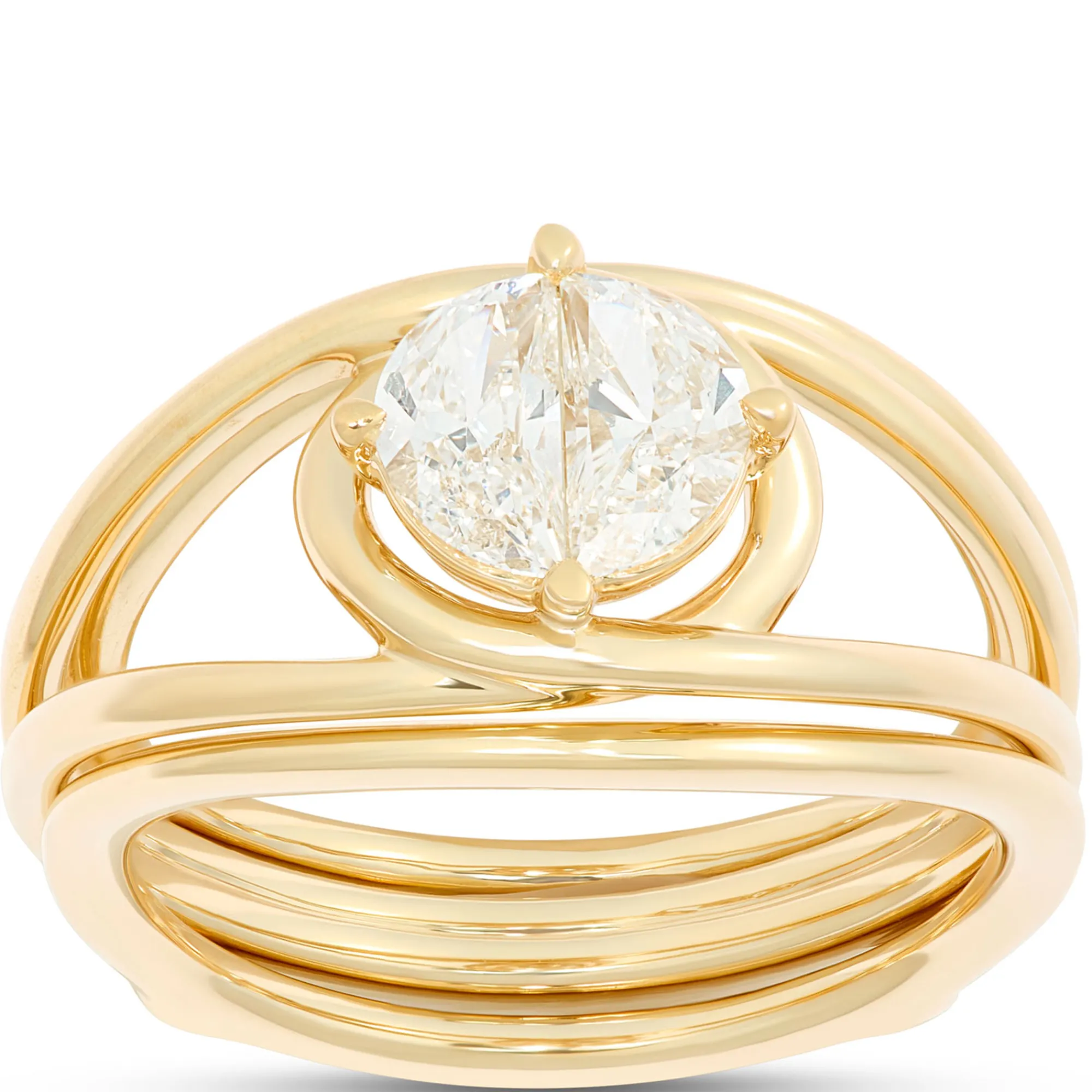 Two Half Moon Open Center Ring, ⅔ Total Carat Weight, 14K Yellow Gold Online