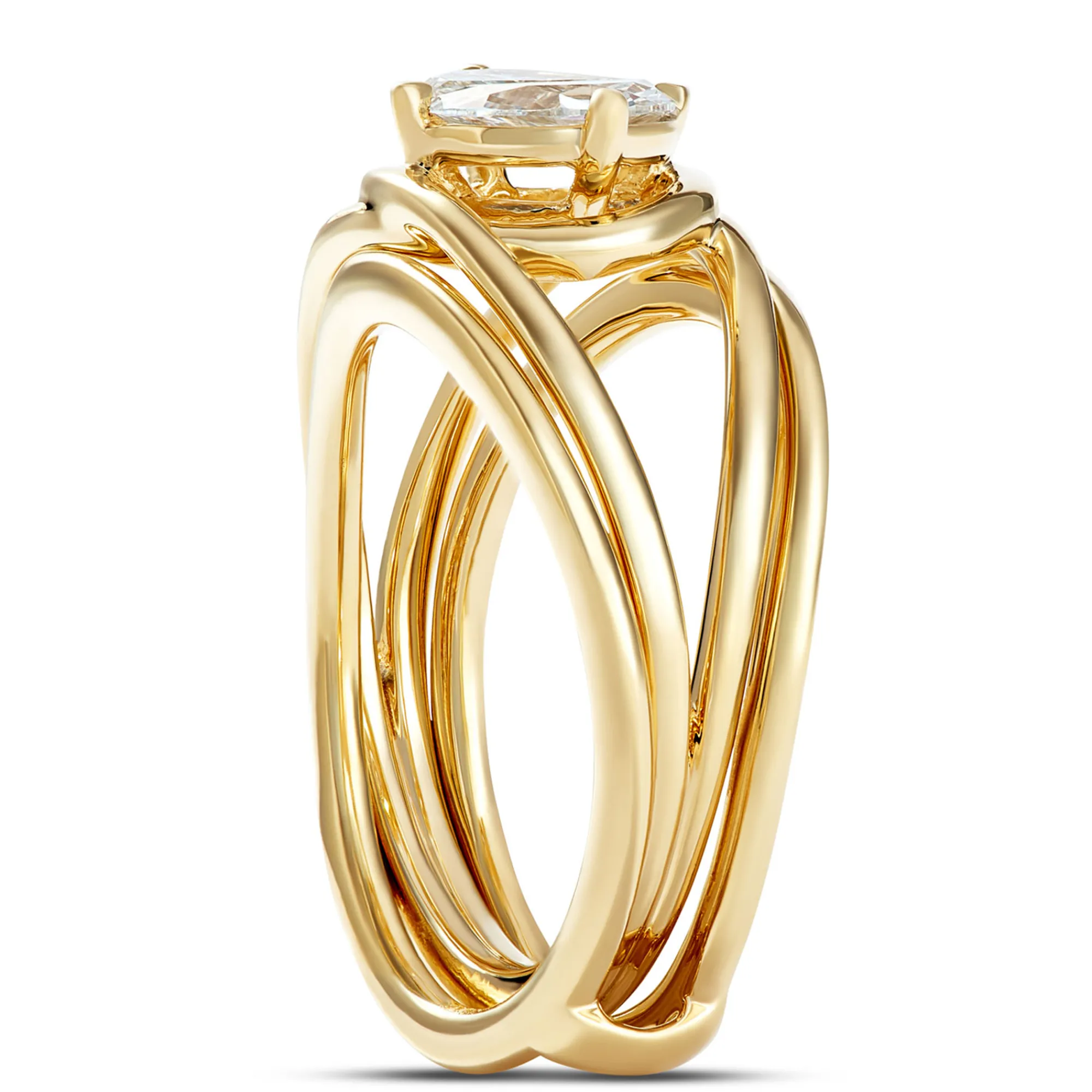 Two Half Moon Open Center Ring, ⅔ Total Carat Weight, 14K Yellow Gold Online