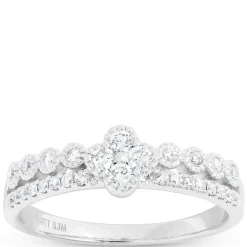 Two-Row Diamond Cluster Ring, 14K Yellow Gold Clearance