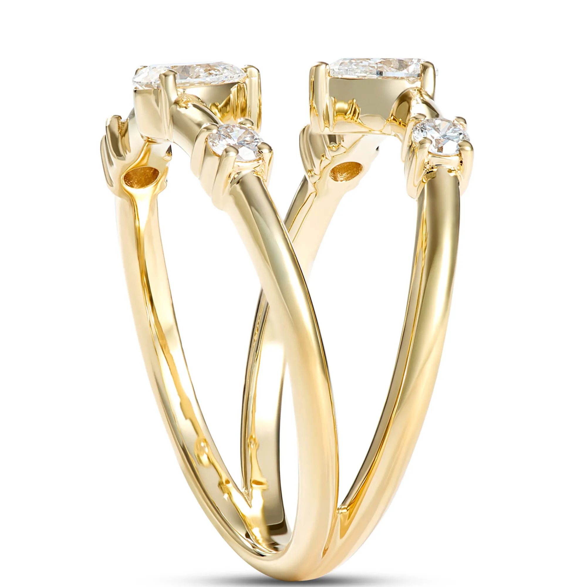 Two Row Diamond Ring, ½ Carat Total Weight, 14K Yellow Gold Online