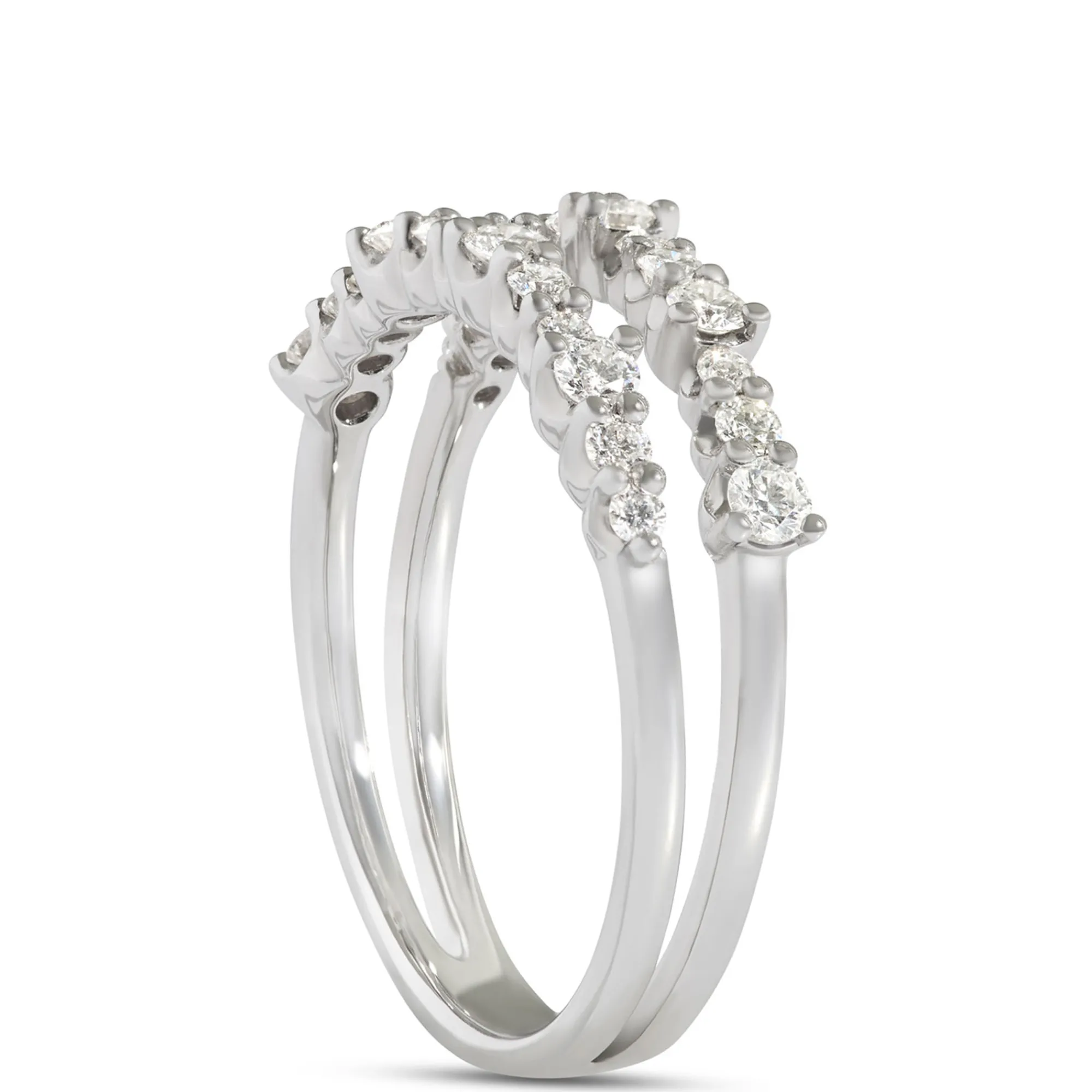 Two Row Diamond Ring, 14K White Gold Online