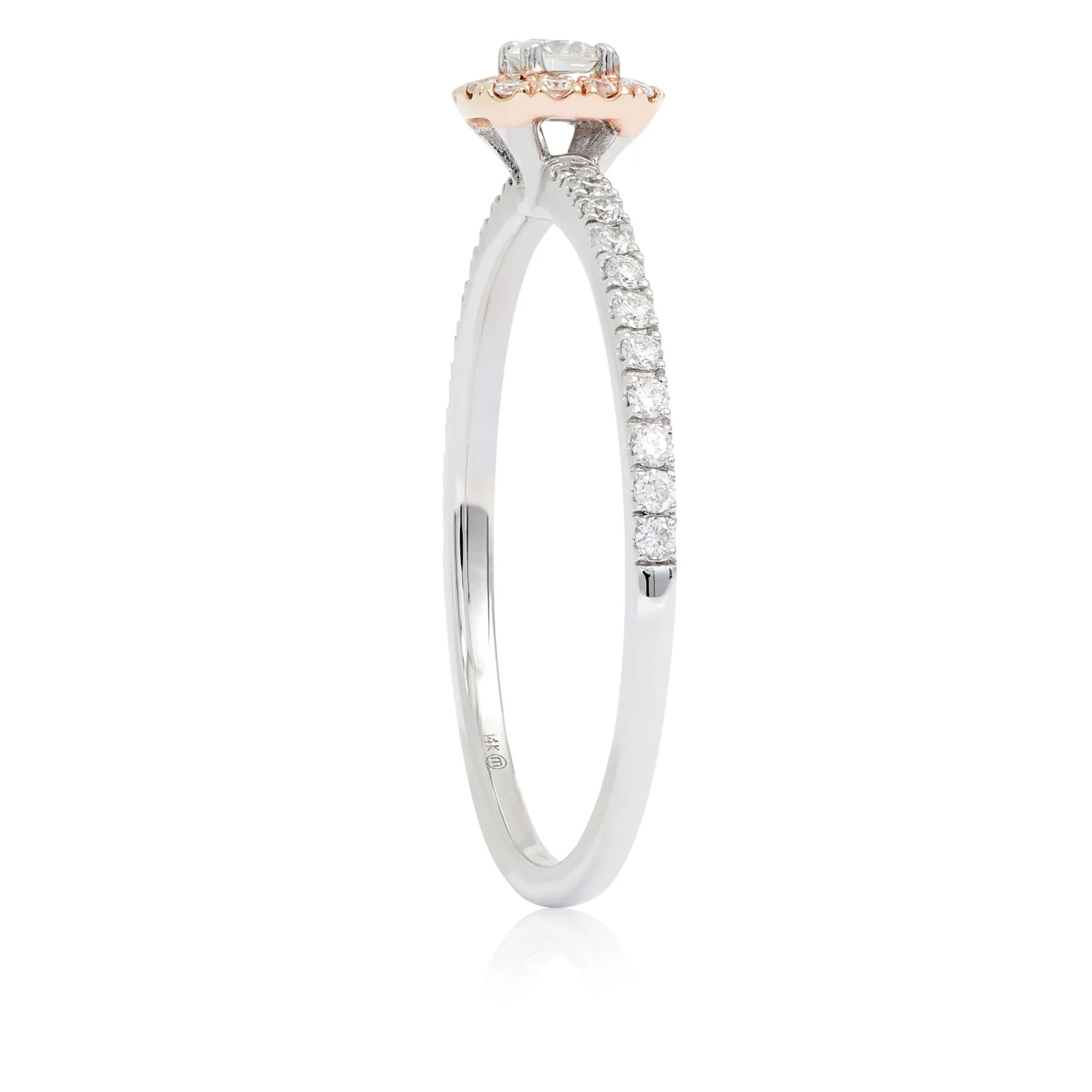 Two-Tone Diamond Halo Ring 14K Online
