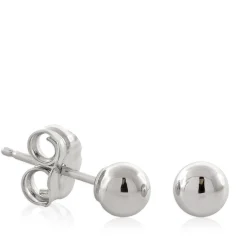 White Gold Ball Earrings 14K, 4mm