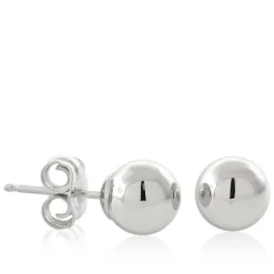 White Gold Ball Earrings 14K, 6mm Sale