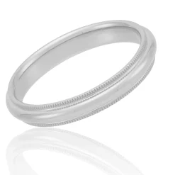 White Gold Polished Milgrain Edge Comfort Fit 3mm Band 14K Online