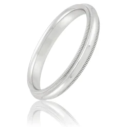White Gold Polished Milgrain Edge Comfort Fit 3mm Band 18K Online