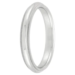 White Gold Polished Milgrain Edge Comfort Fit 3mm Band 18K Online