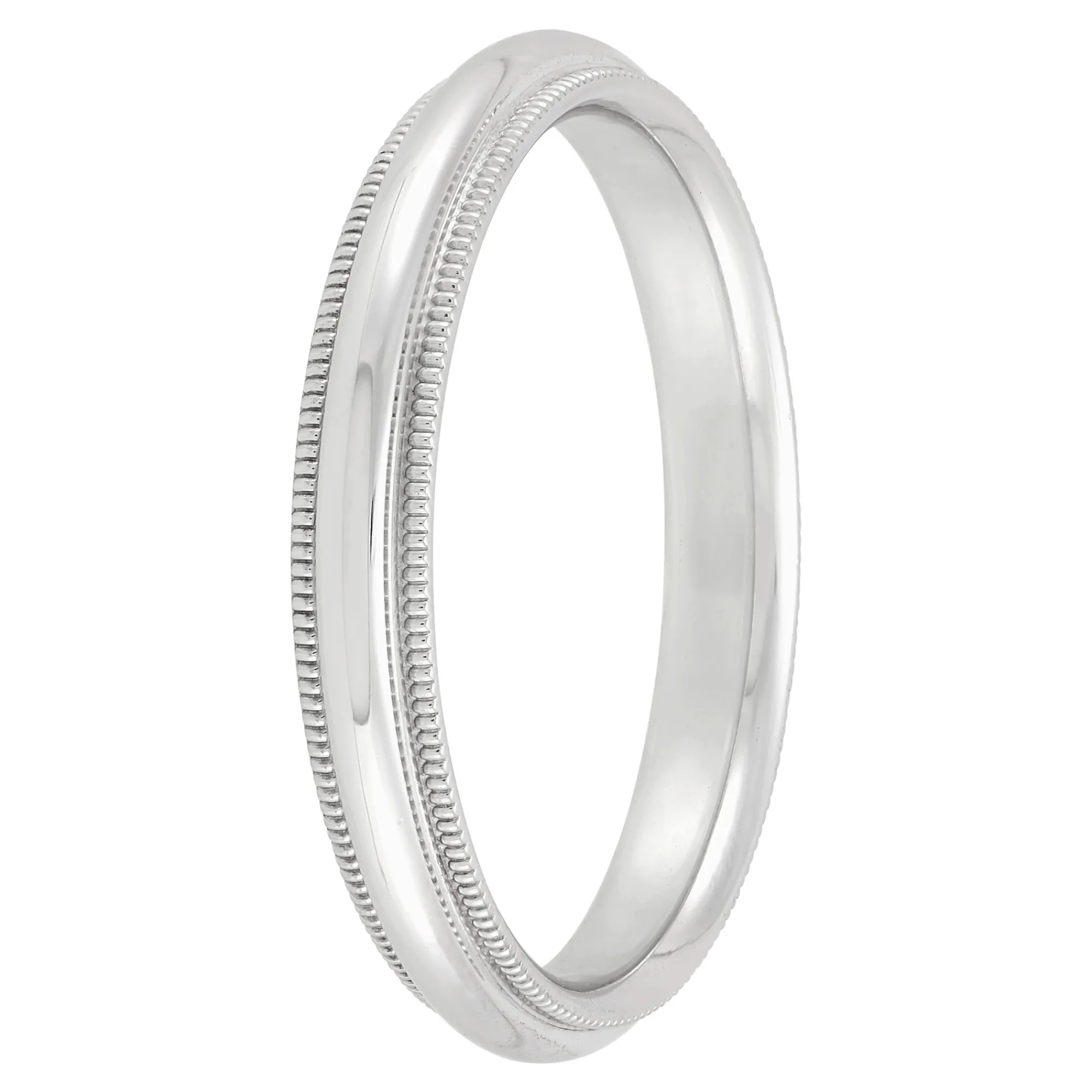 White Gold Polished Milgrain Edge Comfort Fit 3mm Band 18K Online