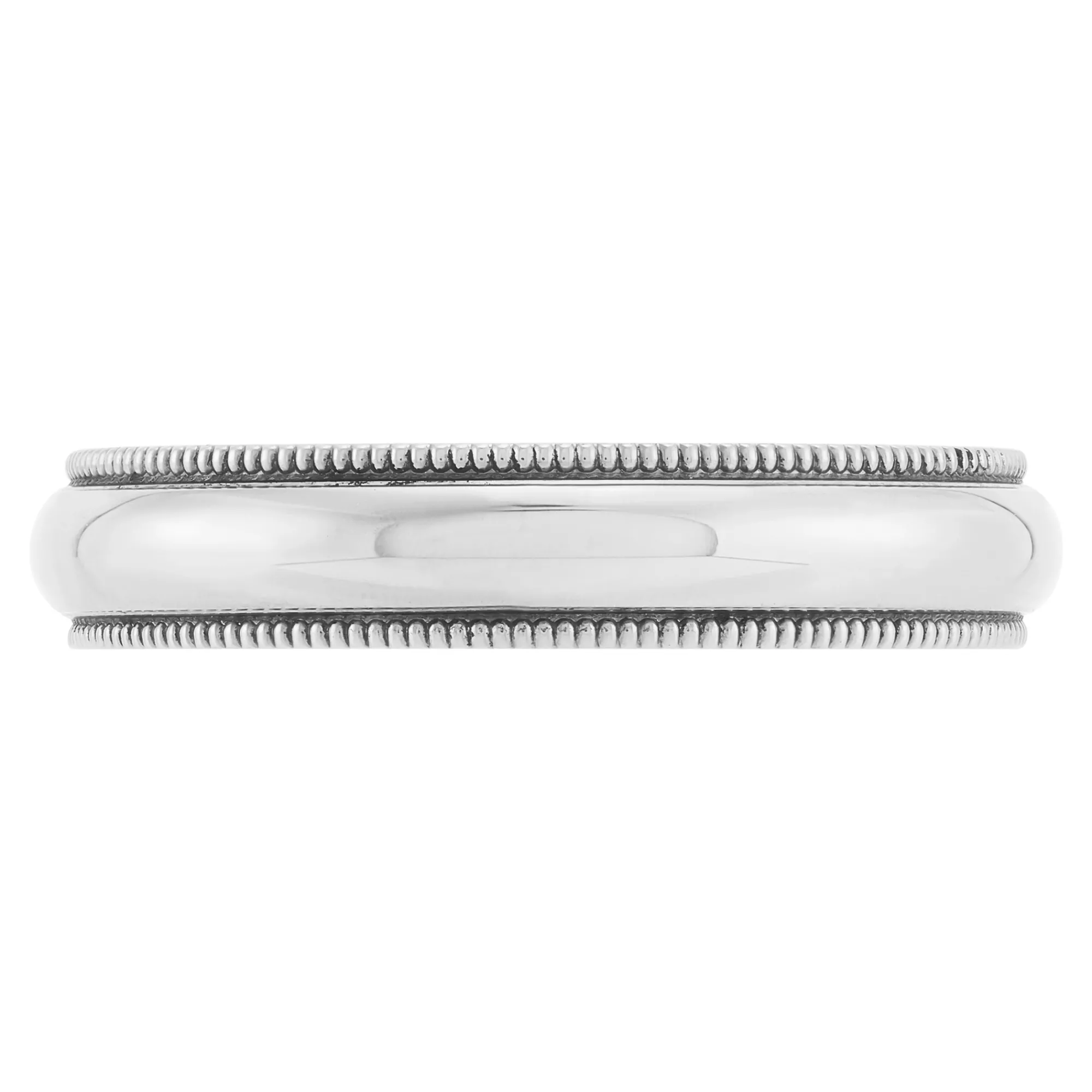 White Gold Polished Milgrain Edge Comfort Fit 4mm Band 14K Discount