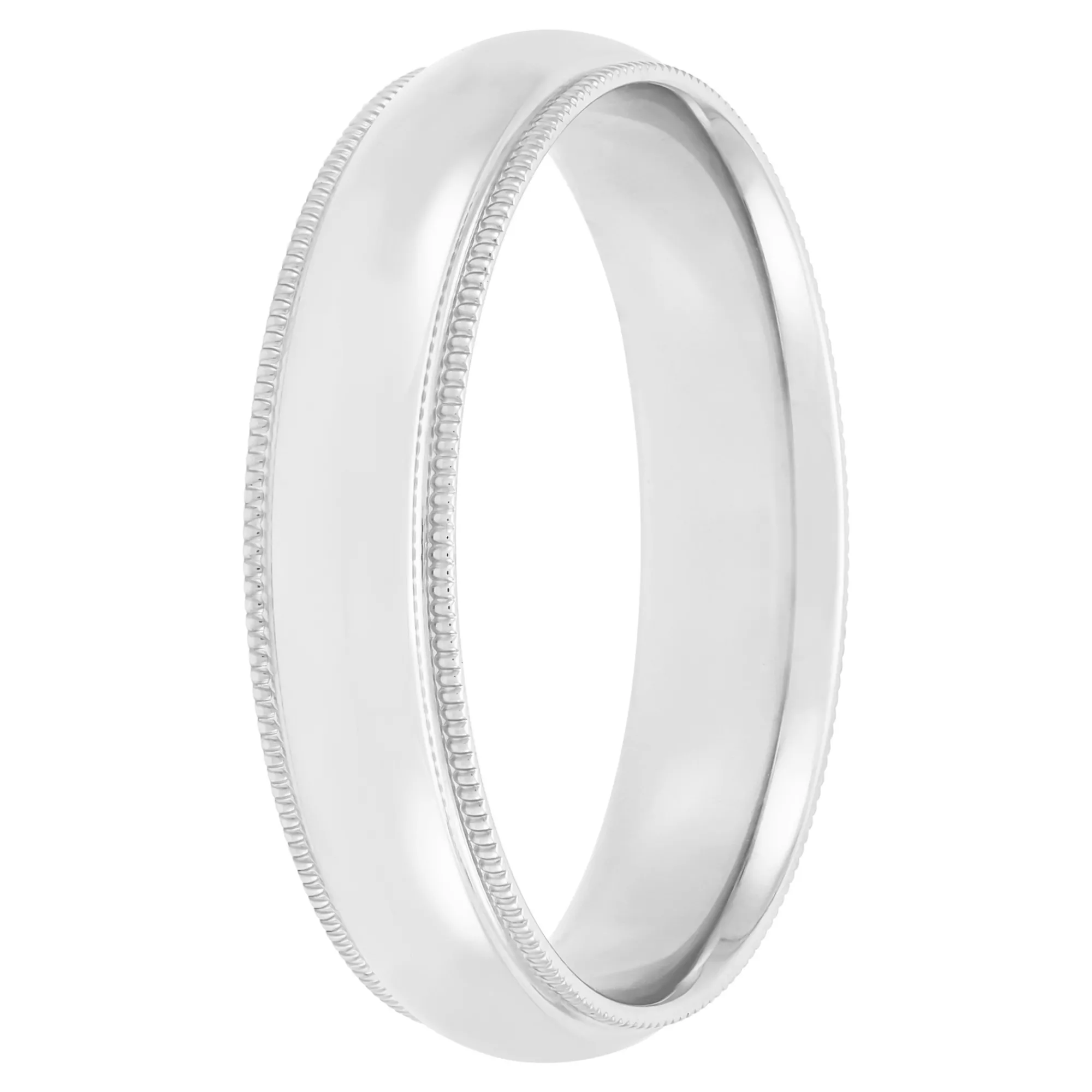 White Gold Polished Milgrain Edge Comfort Fit 5mm Band 18K Online