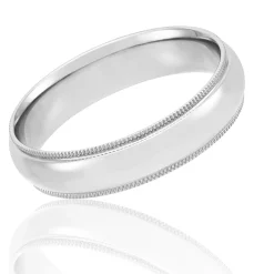White Gold Polished Milgrain Edge Comfort Fit 5mm Band 18K Online
