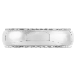 White Gold Polished Milgrain Edge Comfort Fit 6mm Band 18K Clearance