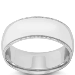 White Gold Polished Milgrain Edge Comfort Fit 8mm Band 14K Best