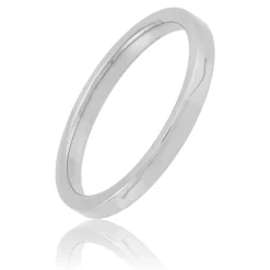 White Gold Polished Pipe Comfort Fit 2mm Band 14K Hot