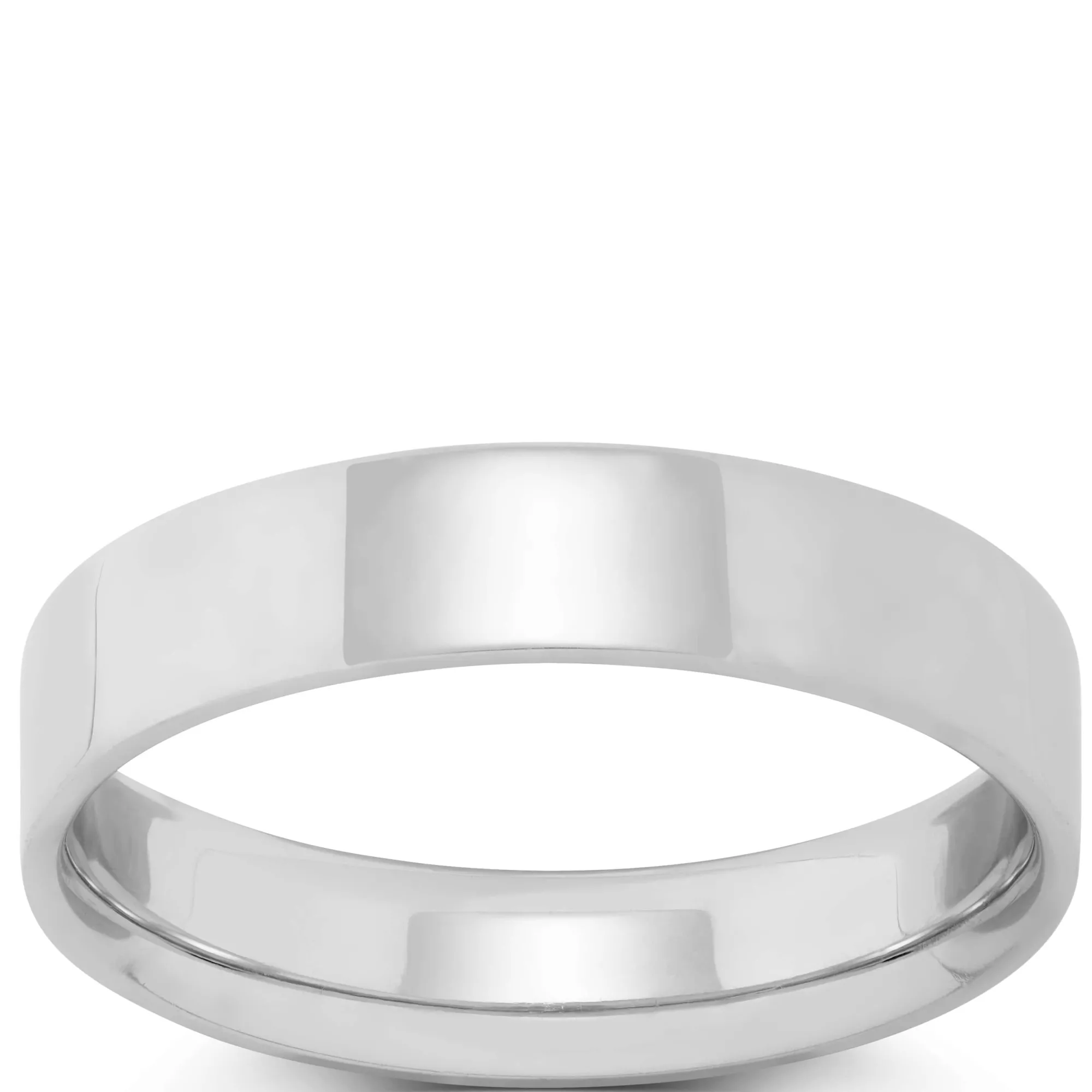 White Gold Polished Pipe Comfort Fit 5mm Band 14K New