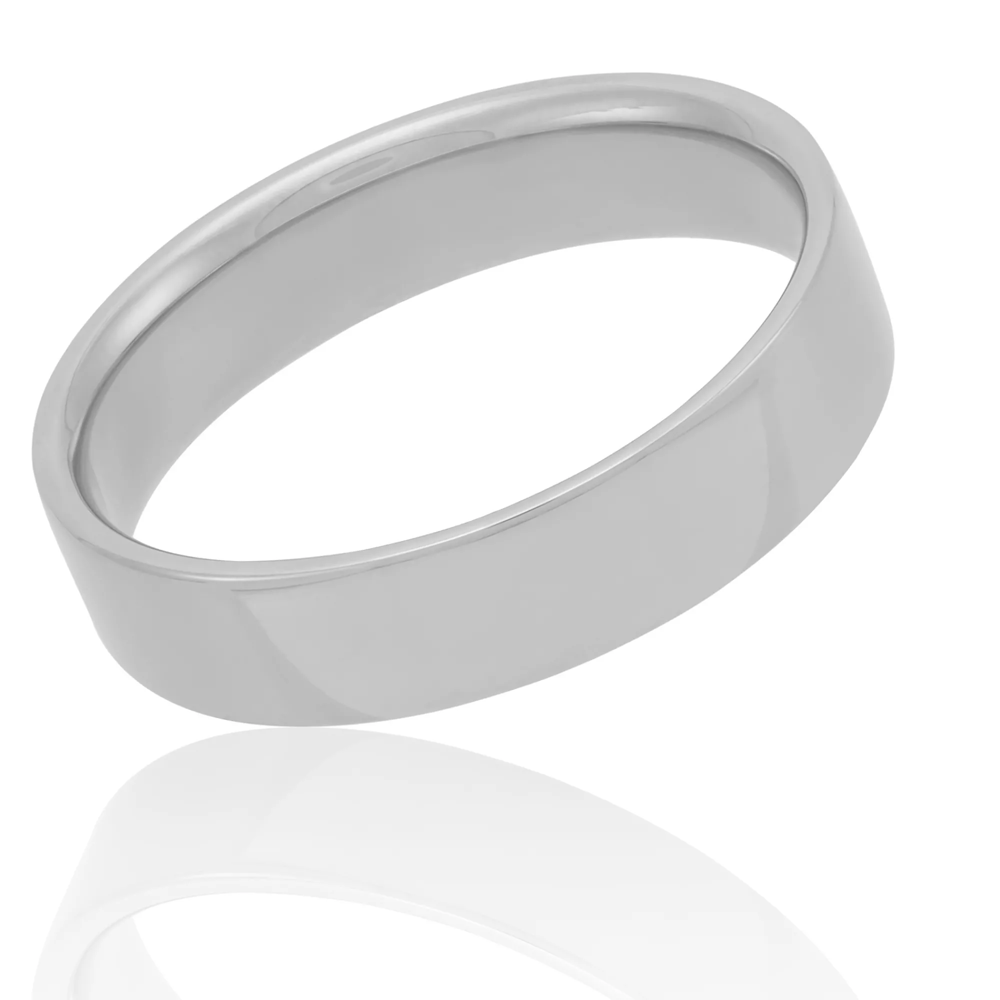 White Gold Polished Pipe Comfort Fit 5mm Band 18K Hot