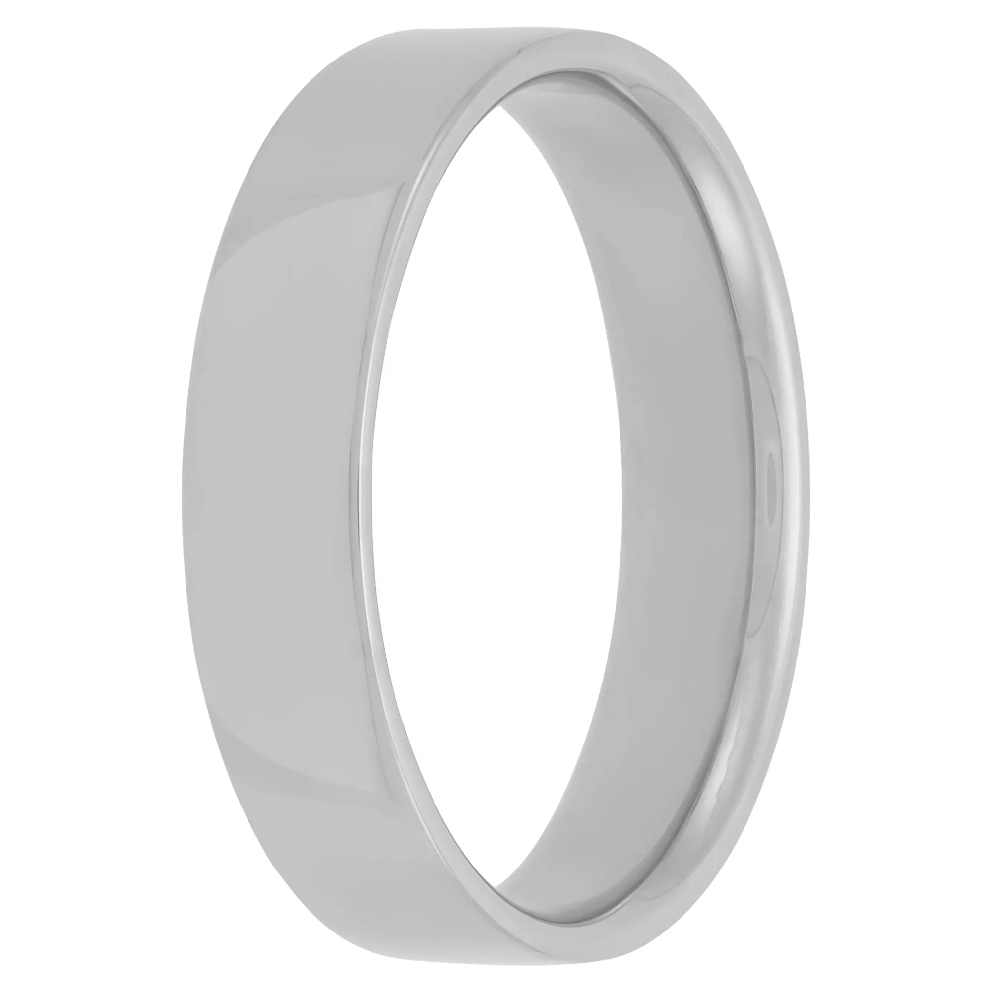 White Gold Polished Pipe Comfort Fit 5mm Band 18K Hot
