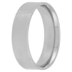 White Gold Polished Pipe Comfort Fit 6mm Band 14K New
