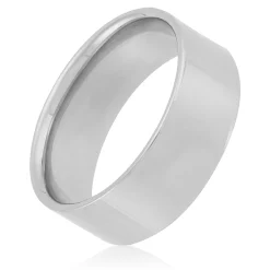 White Gold Polished Pipe Comfort Fit 8mm Band 18K Outlet