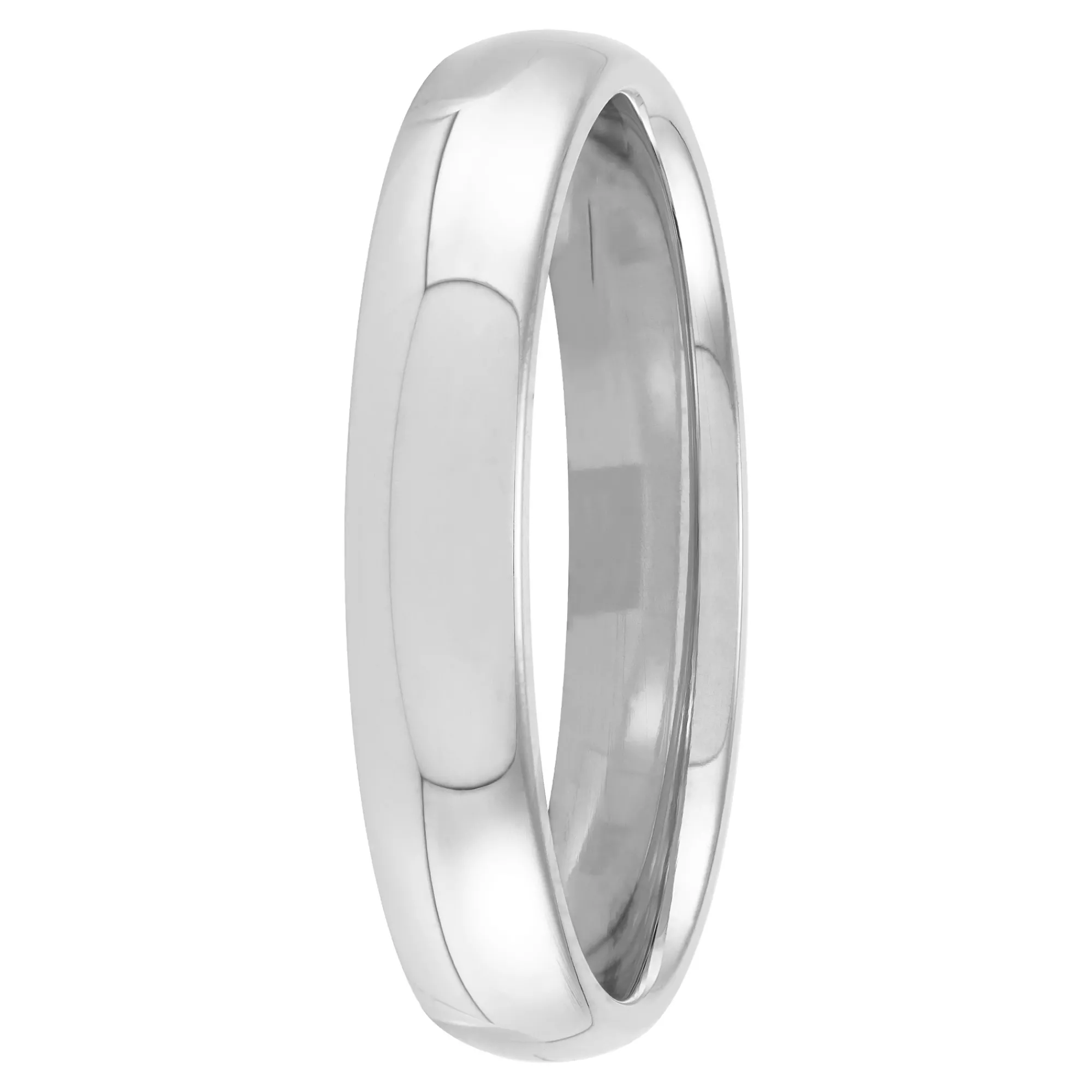 White Gold Polished Rounded Comfort Fit 4mm Band 18K New