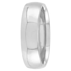 White Gold Polished Rounded Comfort Fit 6mm Band 14K Hot