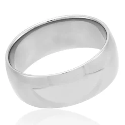 White Gold Polished Rounded Comfort Fit 8mm Band 18K Clearance