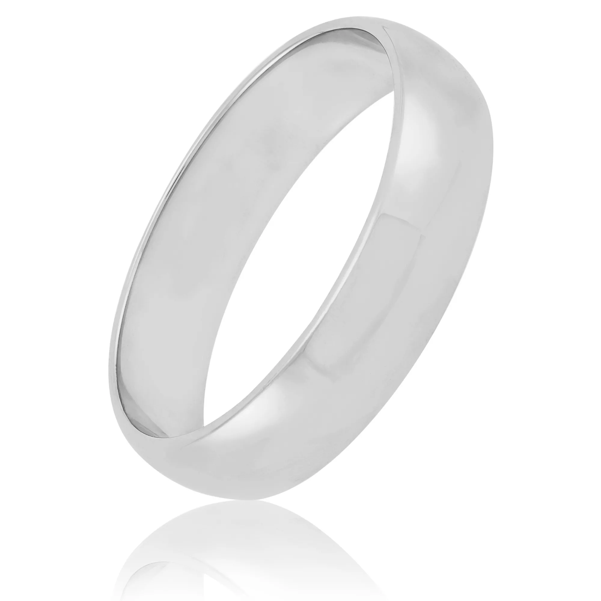 White Gold Polished Rounded 5mm Band 18K Hot