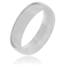 White Gold Polished Rounded 6mm Band 14K Clearance