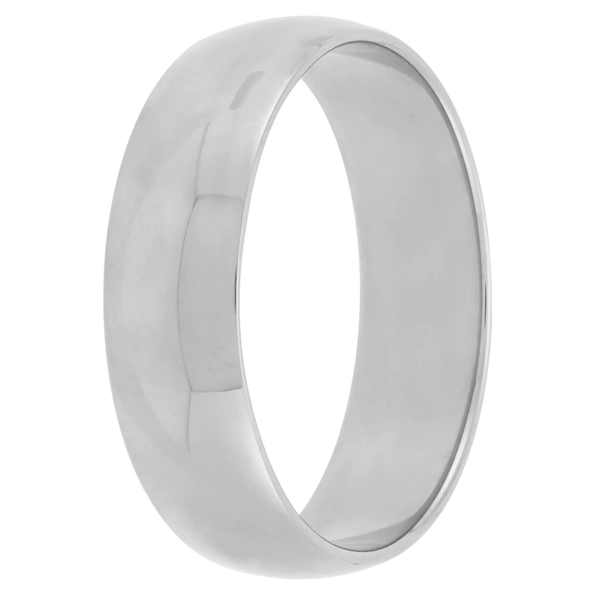 White Gold Polished Rounded 6mm Band 14K Clearance