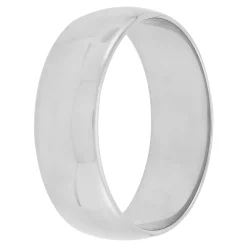 White Gold Polished Rounded 7mm Band 18K Clearance