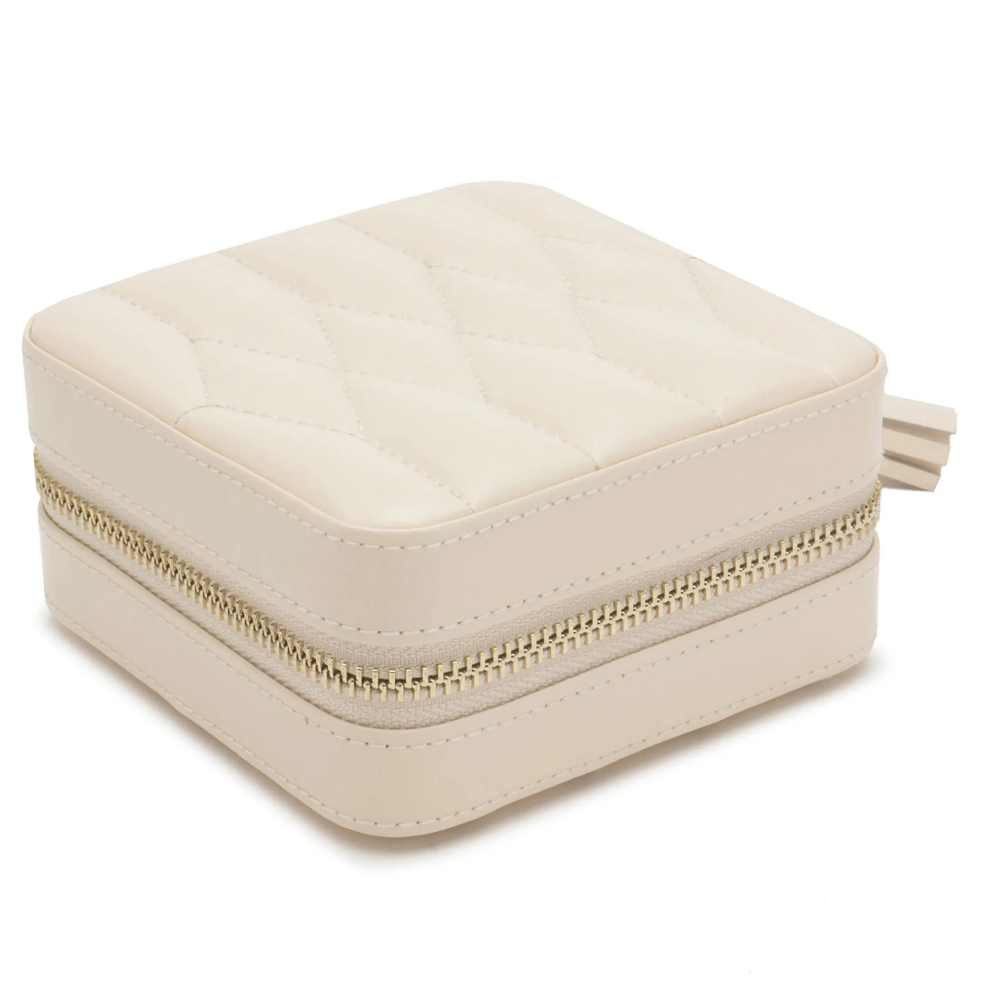 Wolf Caroline Beige Leather Zip Travel Case Discount