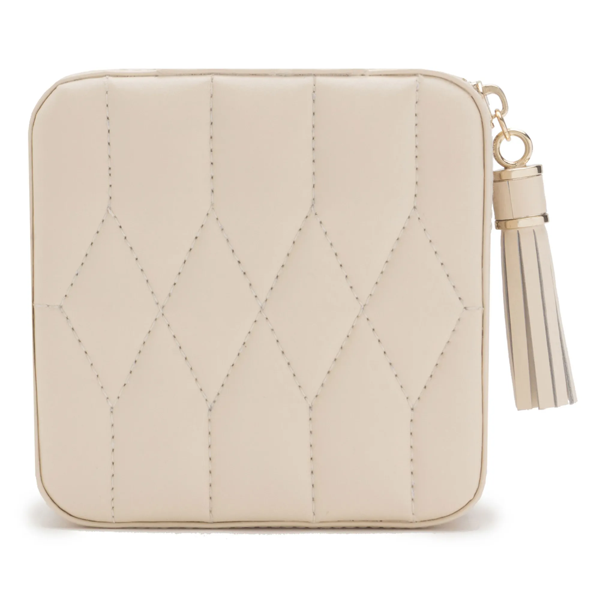 Wolf Caroline Beige Leather Zip Travel Case Discount