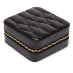 Wolf Caroline Black Leather Zip Travel Case Best