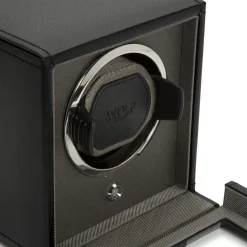 Wolf Cub Single Watch Winder With Cover, Black Best