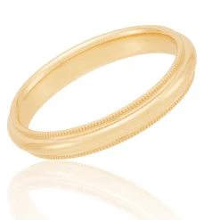 Yellow Gold Polished Milgrain Edge Comfort Fit 3mm Band 18K Discount