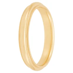 Yellow Gold Polished Milgrain Edge Comfort Fit 3mm Band 18K Discount