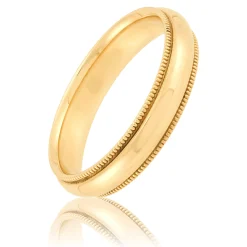 Yellow Gold Polished Milgrain Edge Comfort Fit 4mm Band 18K Sale