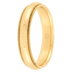 Yellow Gold Polished Milgrain Edge Comfort Fit 4mm Band 18K Sale