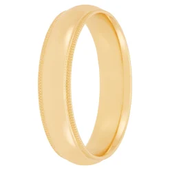 Yellow Gold Polished Milgrain Edge Comfort Fit 5mm Band 14K New