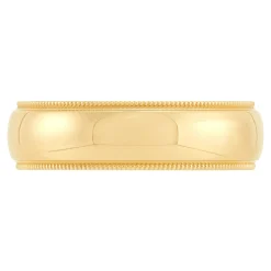 Yellow Gold Polished Milgrain Edge Comfort Fit 6mm Band 18K Clearance