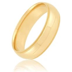 Yellow Gold Polished Milgrain Edge Comfort Fit 6mm Band 18K Clearance