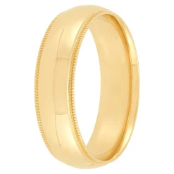 Yellow Gold Polished Milgrain Edge Comfort Fit 6mm Band 18K Clearance