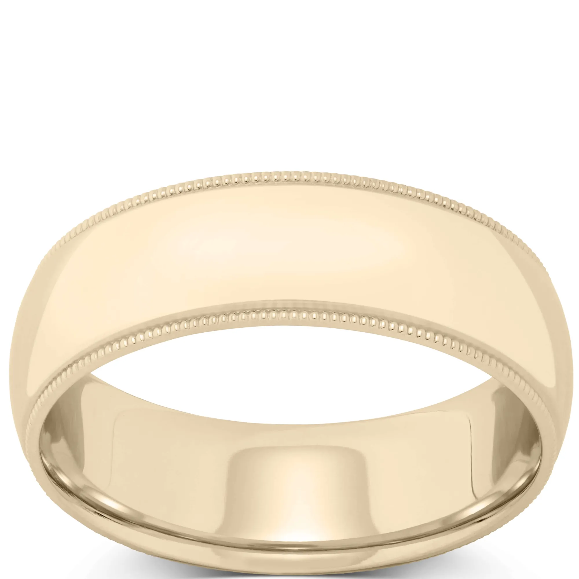 Yellow Gold Polished Milgrain Edge Comfort Fit 7mm Band 14K New