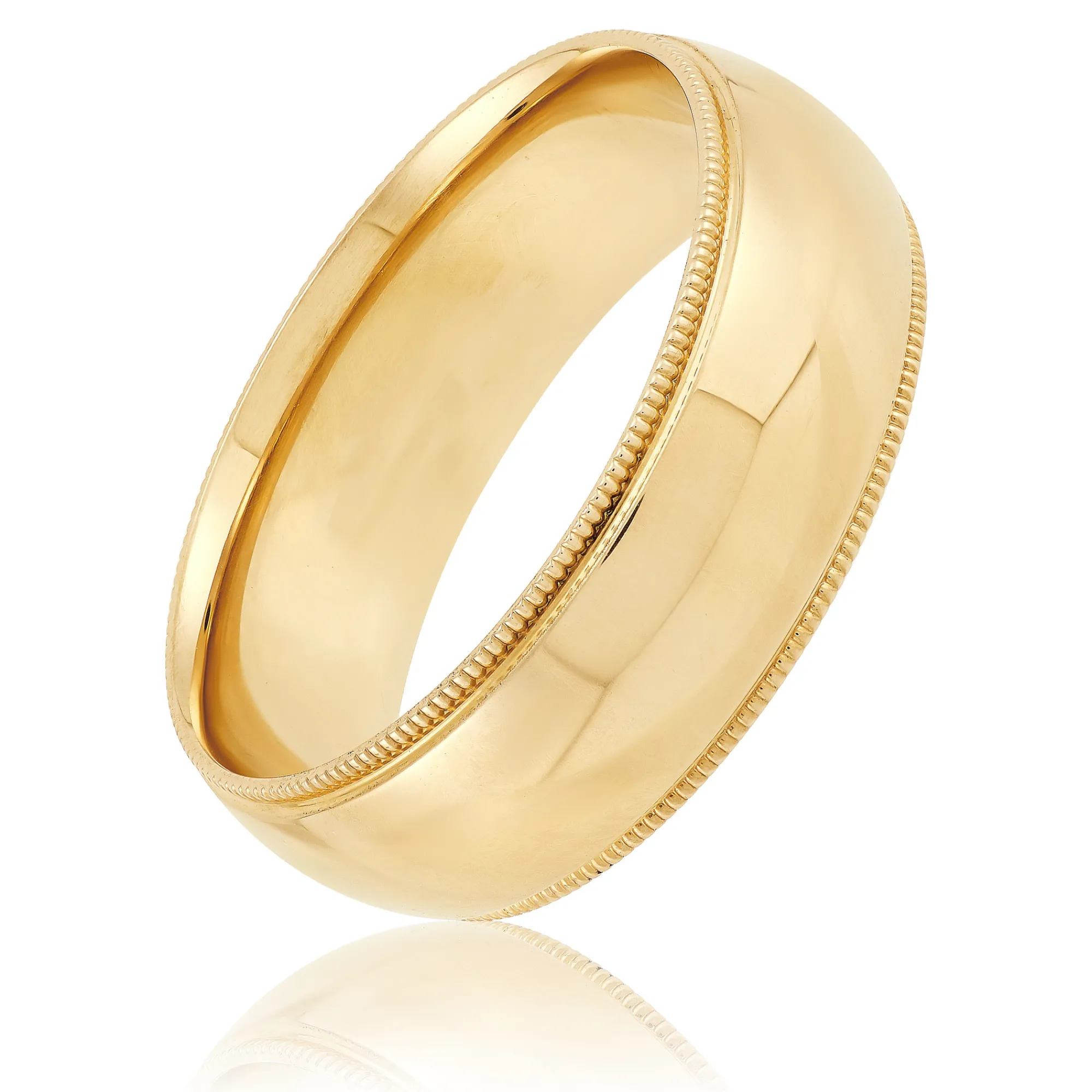 Yellow Gold Polished Milgrain Edge Comfort Fit 7mm Band 18K Sale
