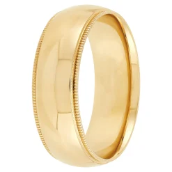 Yellow Gold Polished Milgrain Edge Comfort Fit 7mm Band 18K Sale