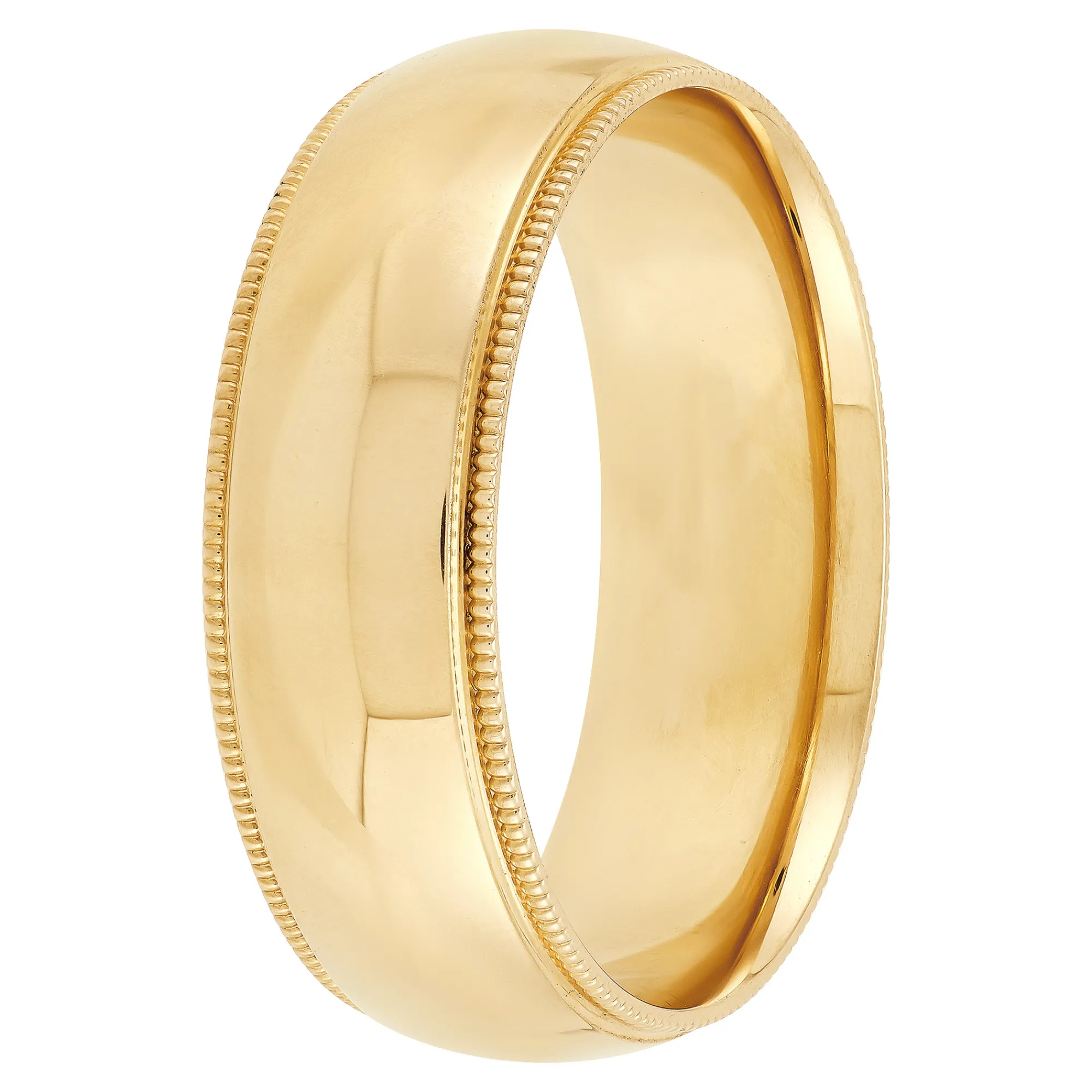 Yellow Gold Polished Milgrain Edge Comfort Fit 7mm Band 18K Sale