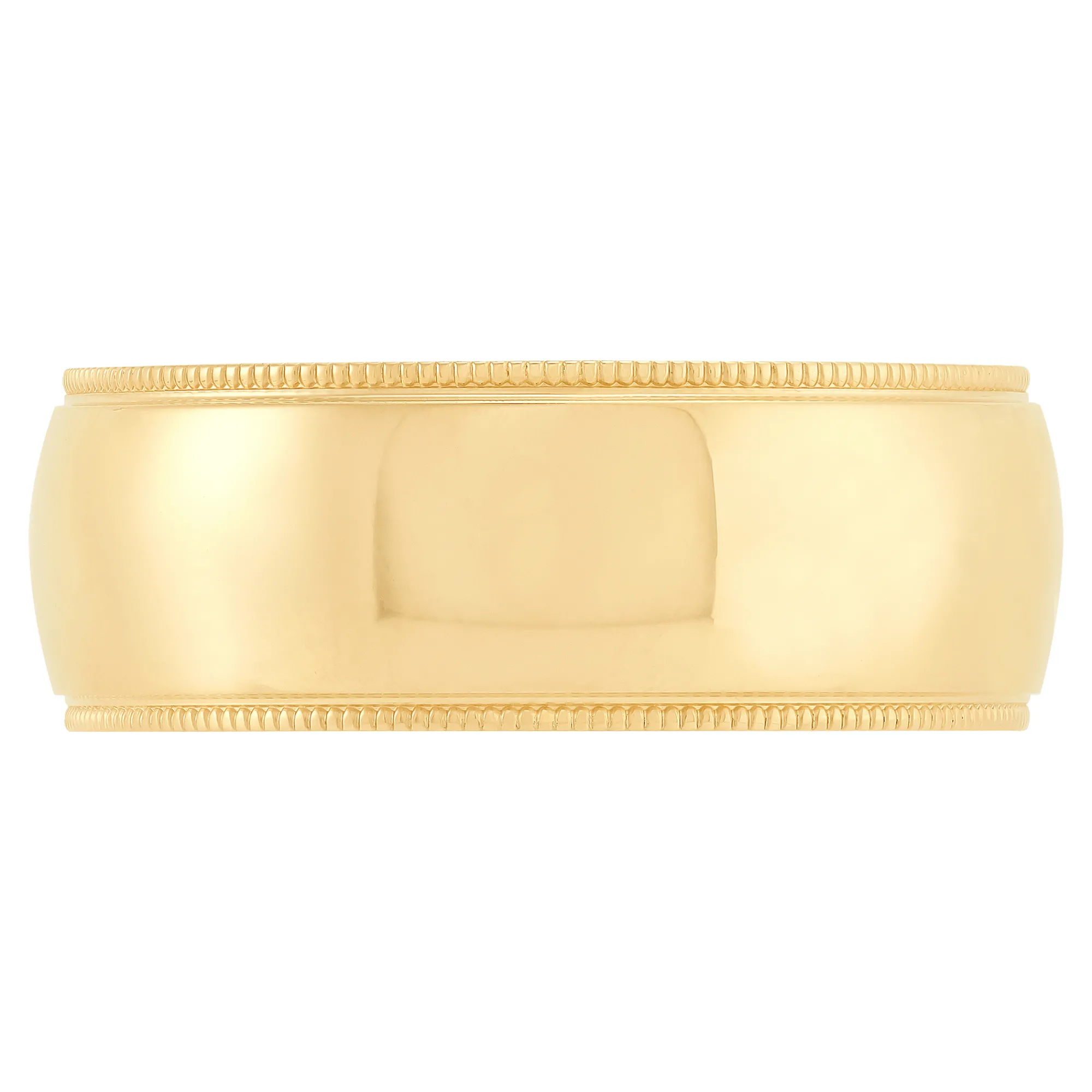 Yellow Gold Polished Milgrain Edge Comfort Fit 8mm Band 14K Clearance